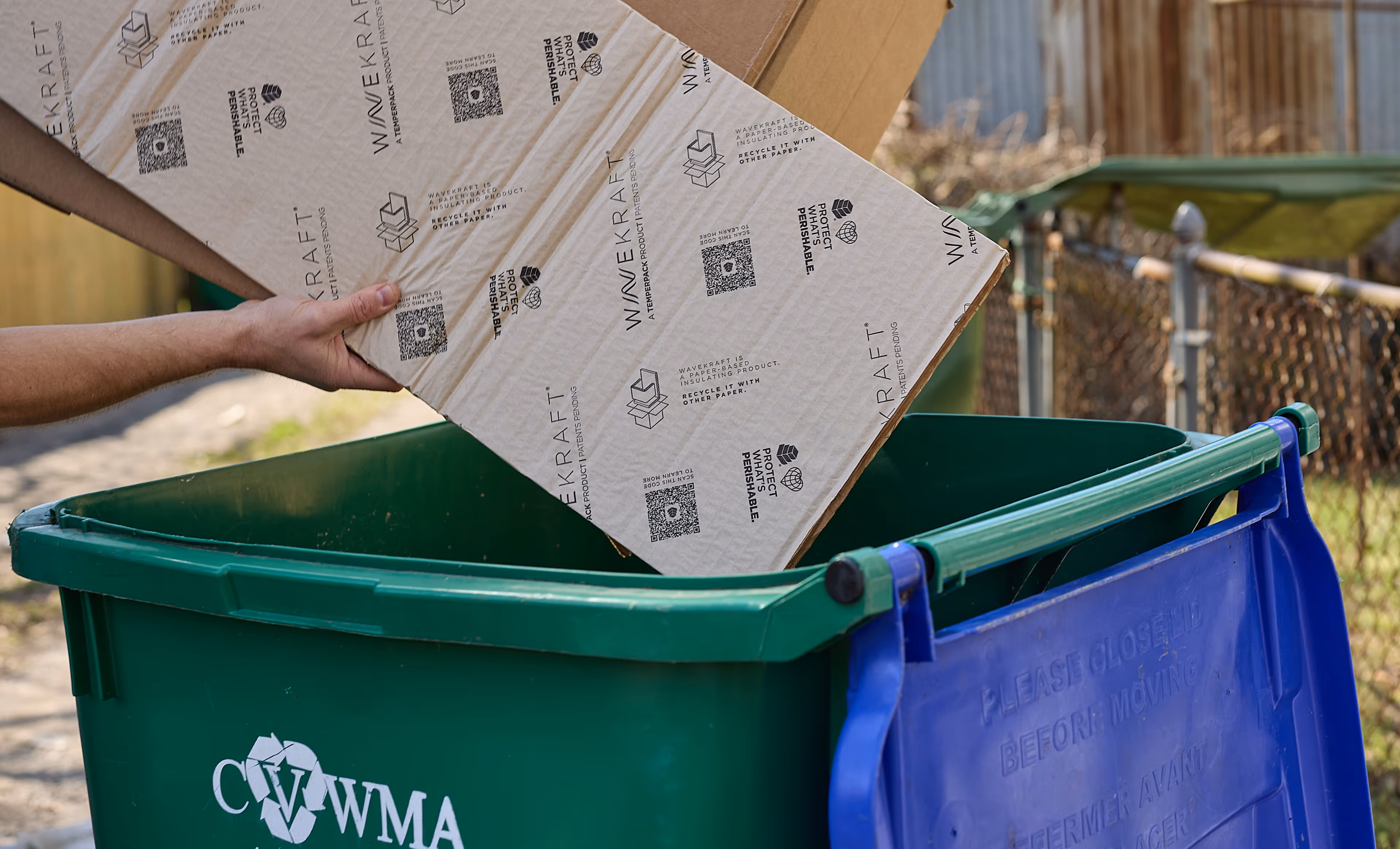 WaveKraft liners placed in curbside recycling bin.
