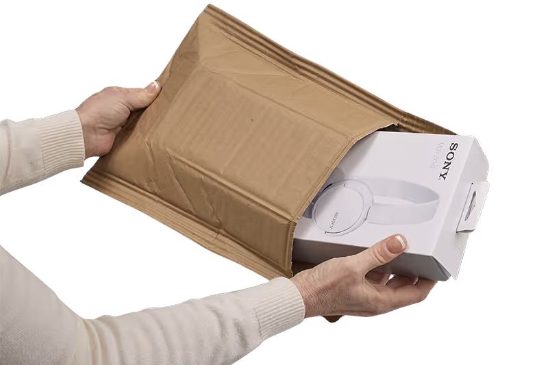 TemperPack mailer shipping headphones in a box