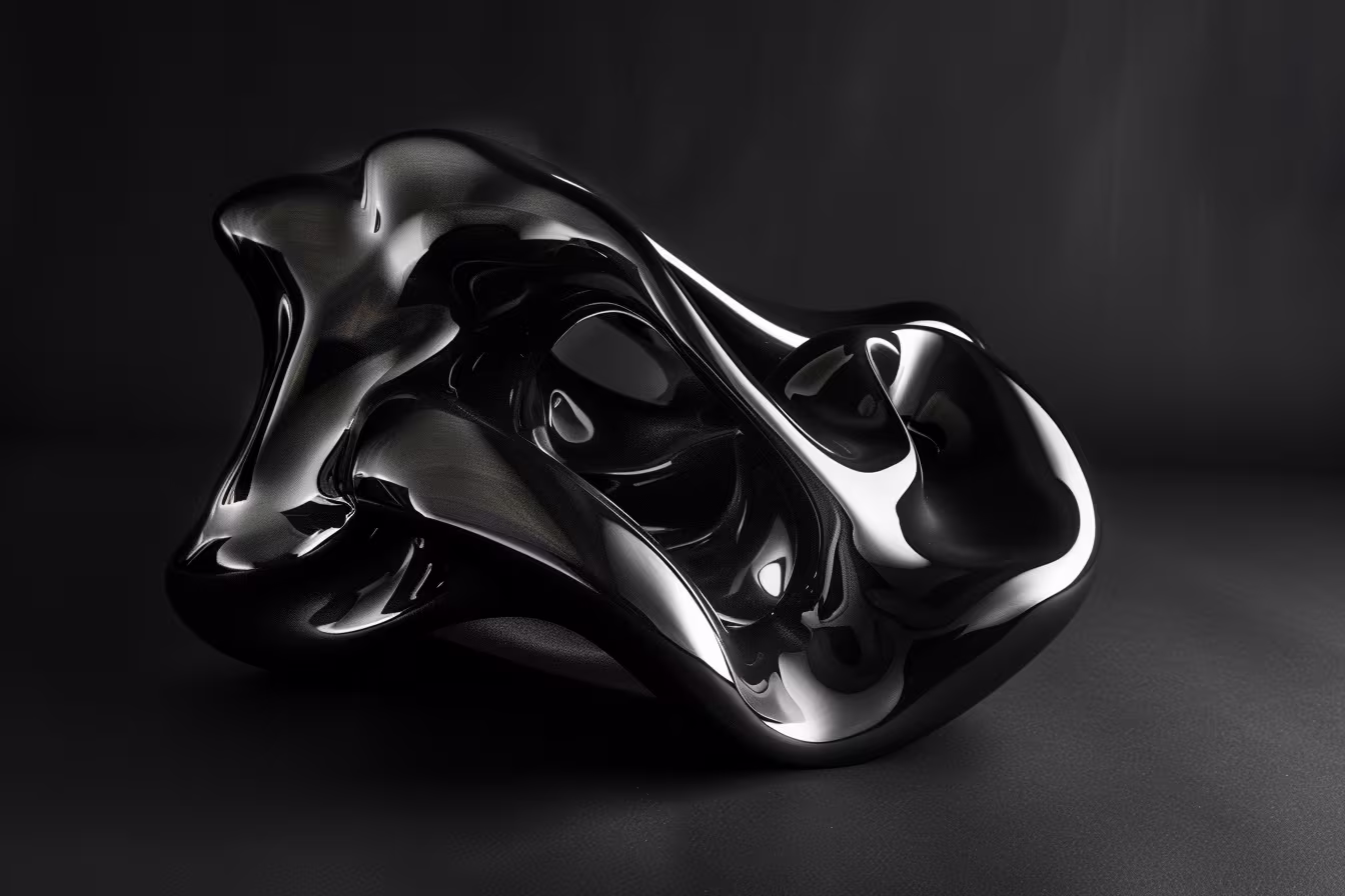 Abstract glossy black organic form