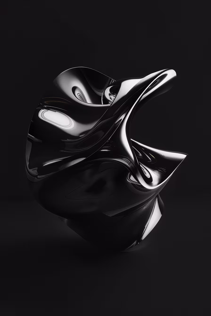 Abstract glossy black organic form