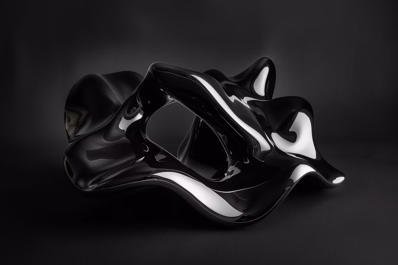 Abstract glossy black organic form