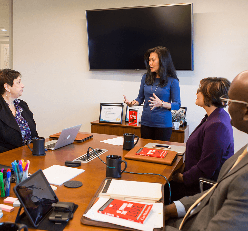career coach teaching a group