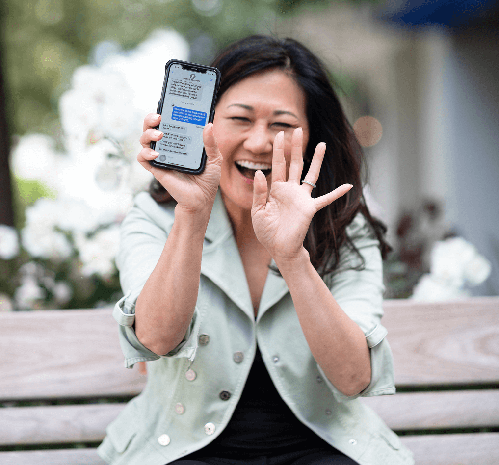 career coach excited about a client