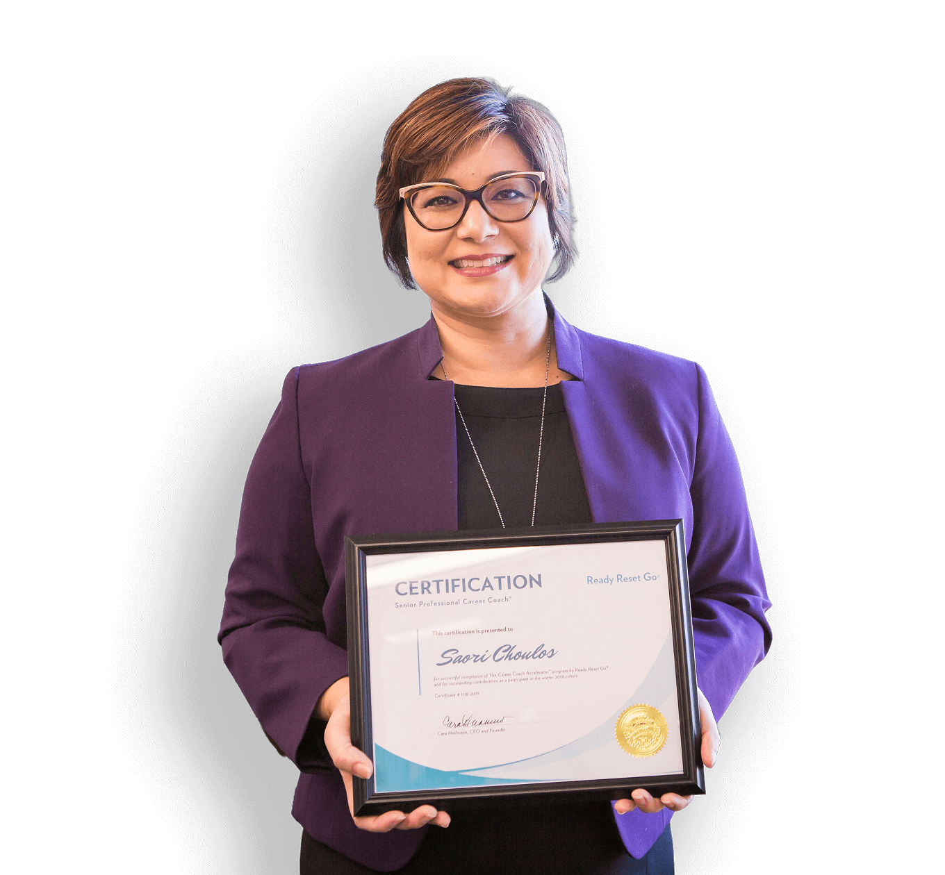 woman with certification