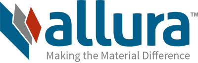 Allura logo with stylized letter A and tagline, community-friendly flooring solutions.