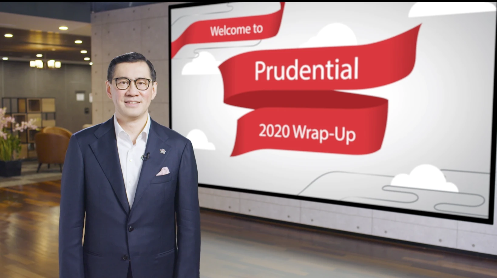 Prudential CEO Dennis Tan sharing key business updates and reflections in an end-of-year leadership video