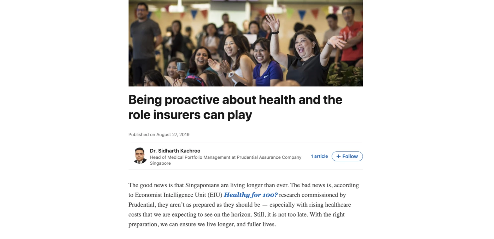 Prudential thought leadership content featuring company leaders sharing insights on health, wellness and the future of insurance
