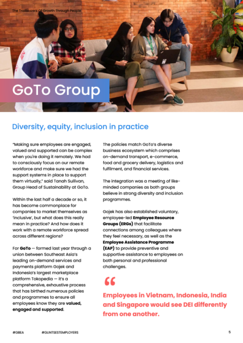 Thought leadership content highlighting workplace innovation and employee experiences from award-winning organisations