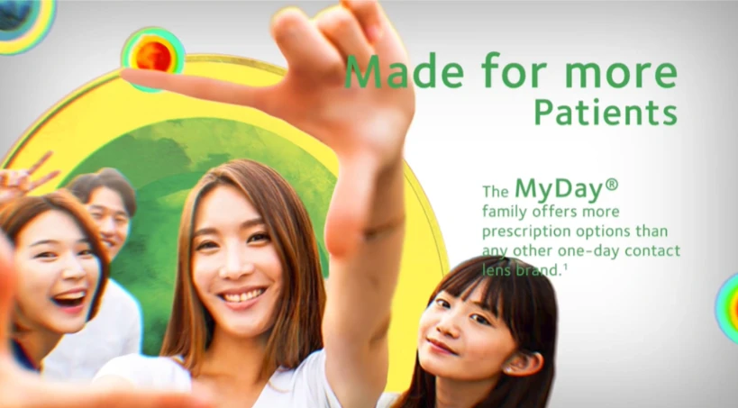 CooperVision brand video promoting MyDay daily disposable contact lenses and Aquaform technology