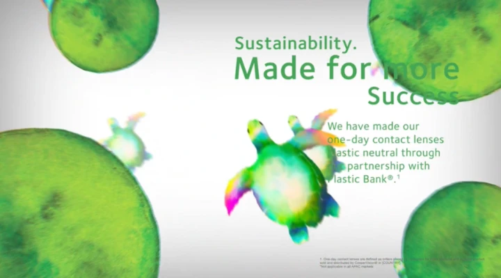 Motion design combining 2D and 3D animation to showcase CooperVision MyDay contact lenses