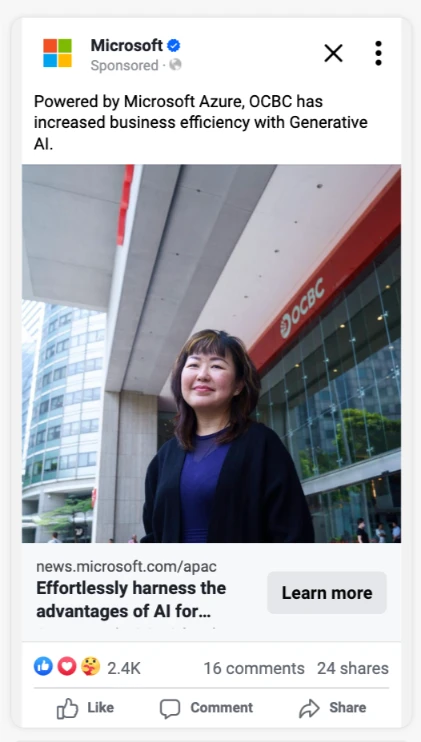 Microsoft AI Amplification campaign reached 57.8m impressions of Facebook