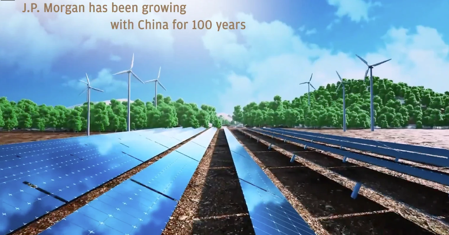 Animated video showcasing China's economic transformation alongside J.P. Morgan's century-long presence in the market