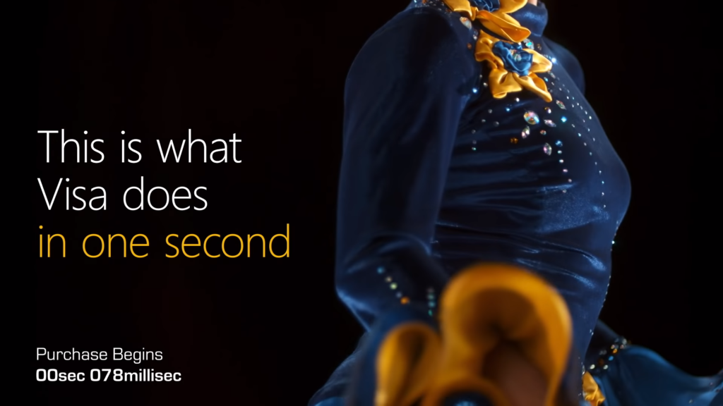 Visa commercial featuring a salsa dancer to illustrate the speed and security behind digital payment transactions