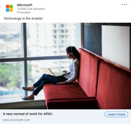 Digital advertising campaign driving awareness of Microsoft's research into evolving work trends and technology adoption