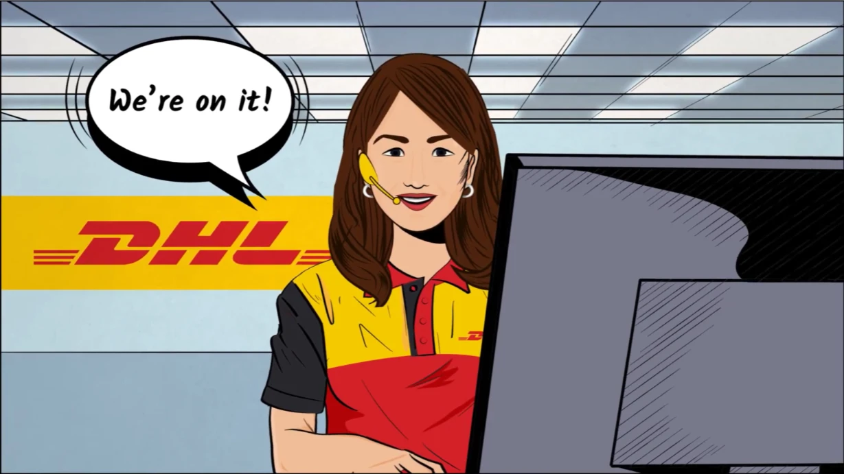 Comic-style animated storytelling celebrating DHL staff through a superhero-themed corporate event campaign