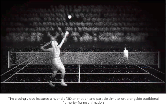 The closing video was centered on a tennis character’s journey