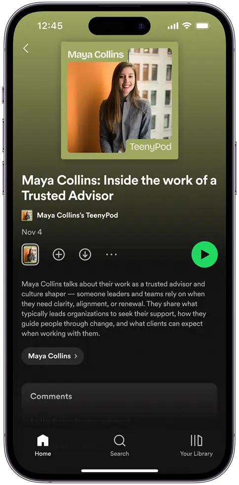 Example podcast episode in Spotify