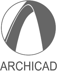 Abstract black circular logo with a curved arch shape inside.