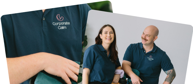 Corporate Calm founders Terri and Jaak, corporate massage Adelaide