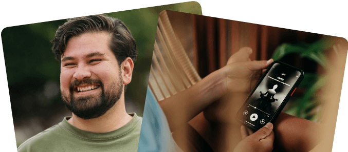 Happy employee next to someone scrolling a wellness app on their phone, the gap between what employees want and what workplace wellness programs deliver