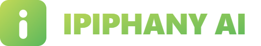 Green icon with a lowercase letter 'i' followed by the text 'IPIPHANY AI' in green gradient.
