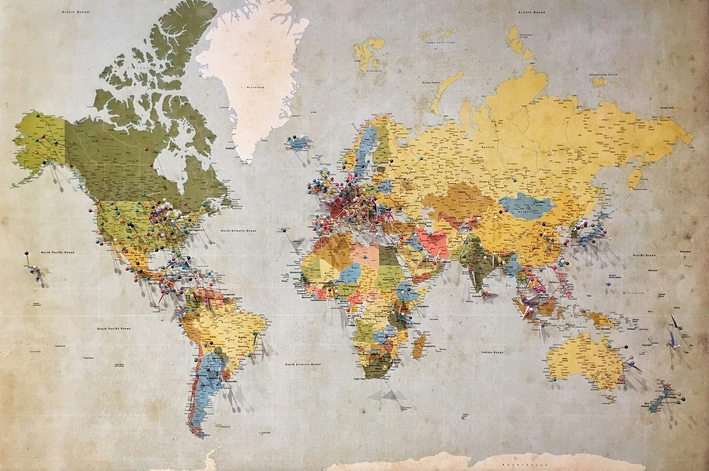 Vintage-style world map illustrating the global reach of our bespoke, handcrafted travel itineraries.