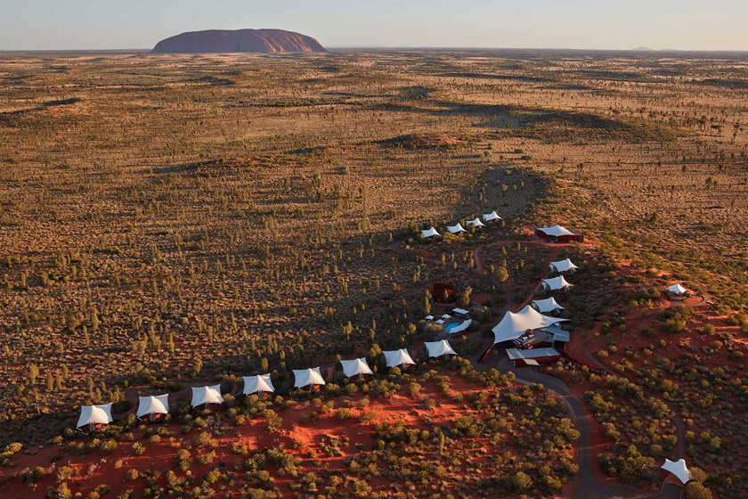 View of Longitude 131 with Uluru in the background