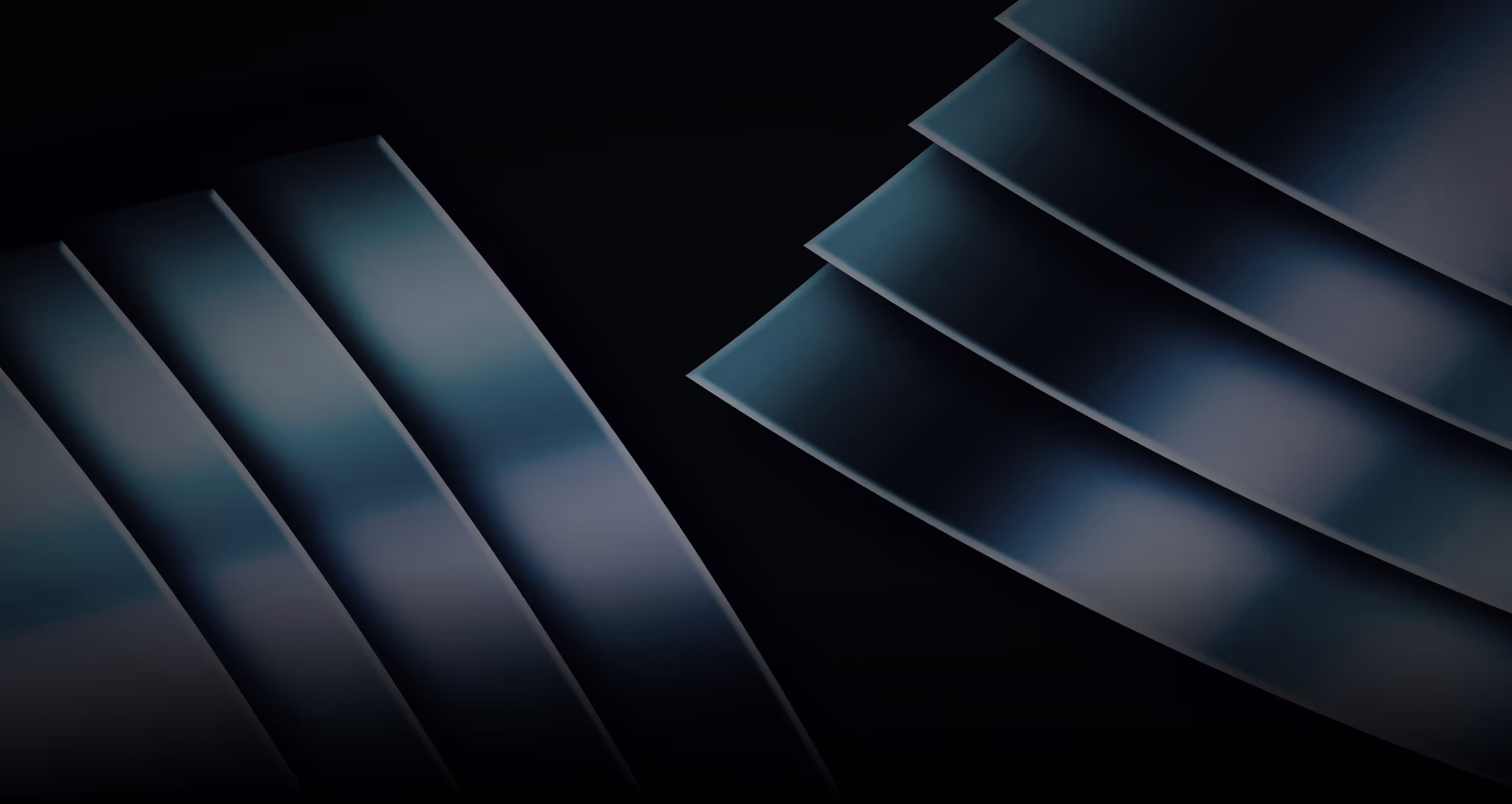 Abstract dark background with layered, curved metallic shapes creating a modern futuristic design.