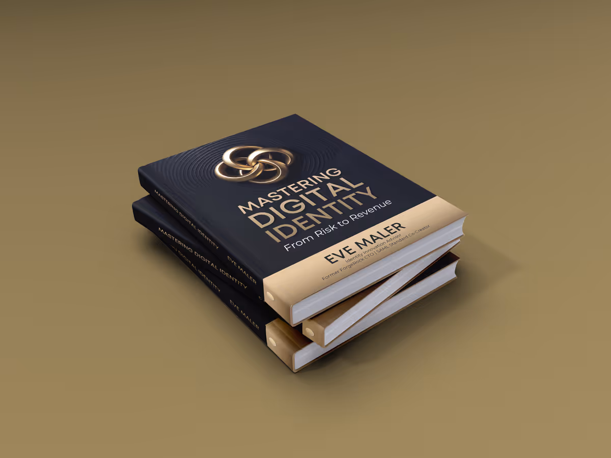 A stack of the Mastering Digital Identity book