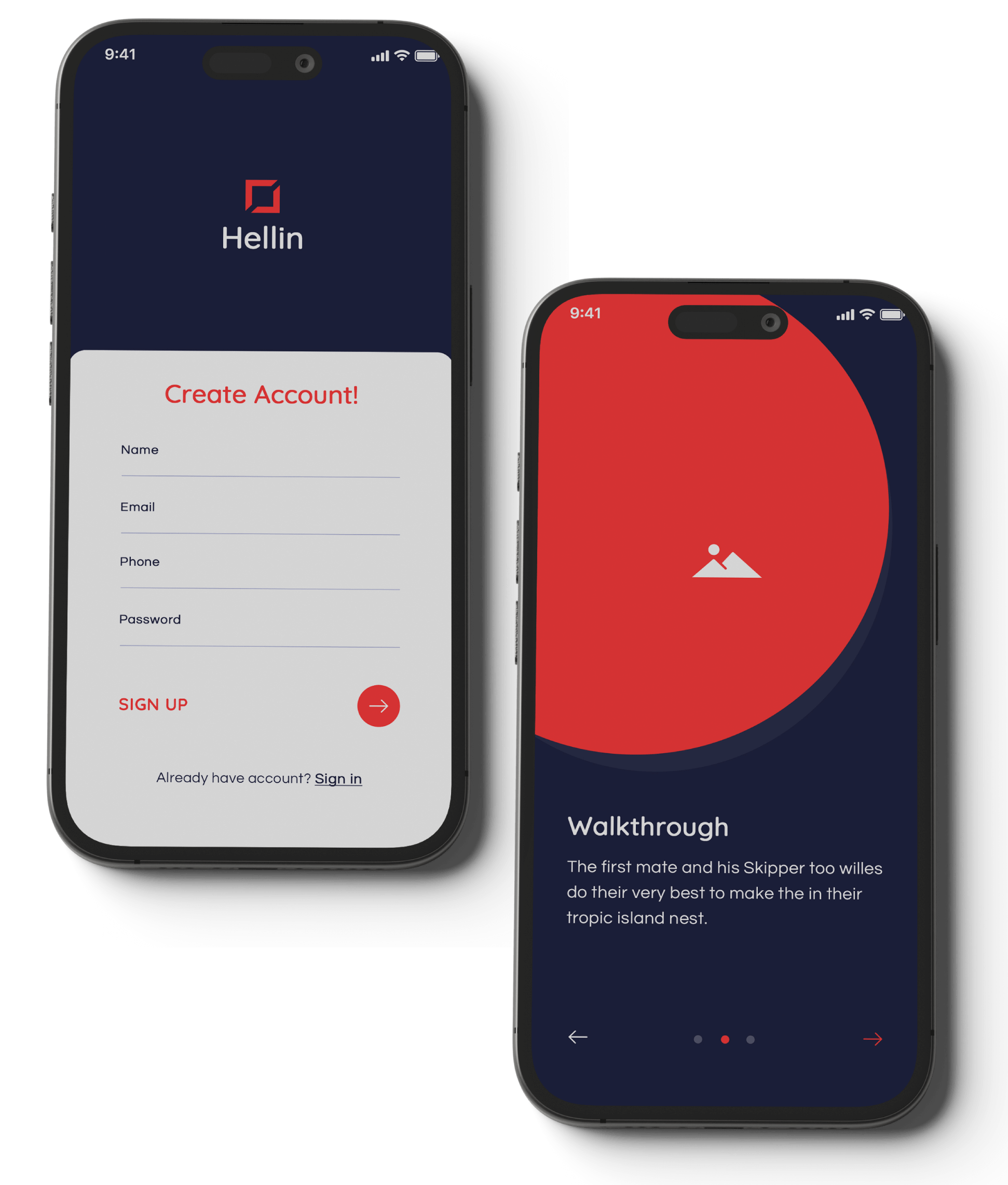 Wireframes de app móvil