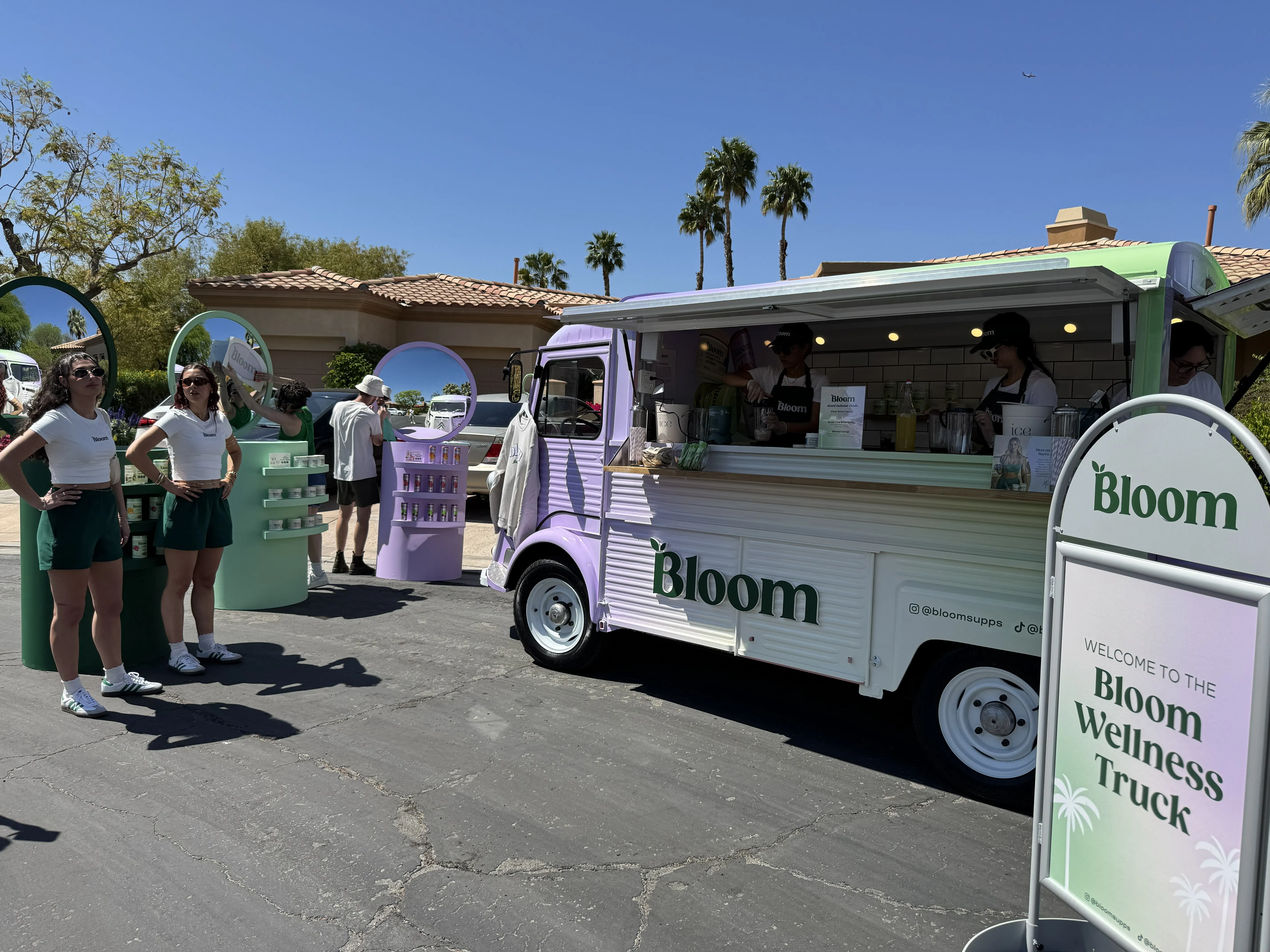 Pink Retro Roll Citroën HY with selective Lo-Fi Aperitifs branding serving guests at The Rady Shell in San Diego.