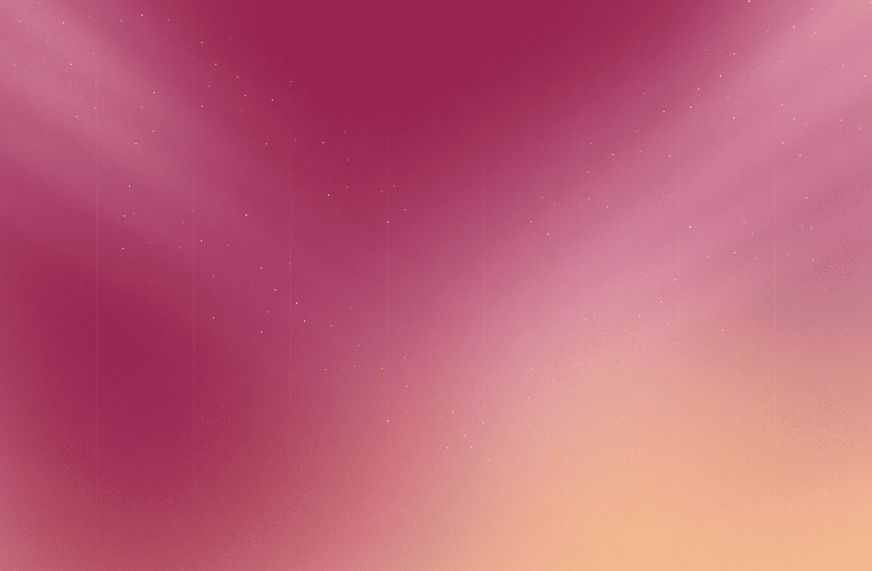 Gradient background blending deep pink and peach colors with scattered small light spots resembling stars.