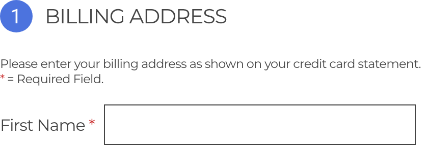 An example of using explanatory microcopy around a billing address form field