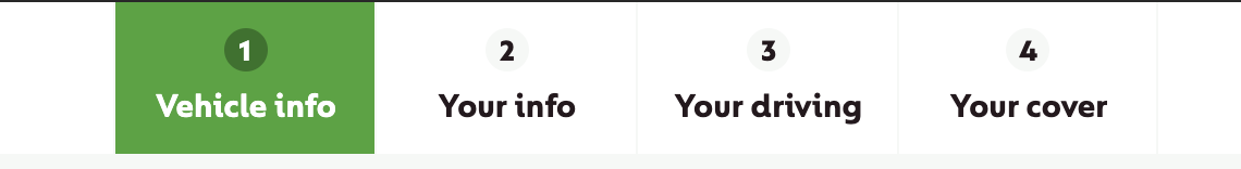 An exaple progress indicator from insurance comparison site GoCompare