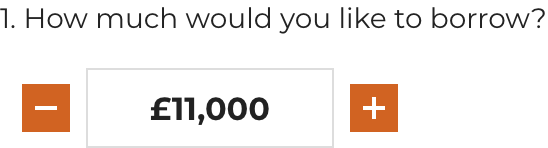 Example of form field increase and decrease buttons