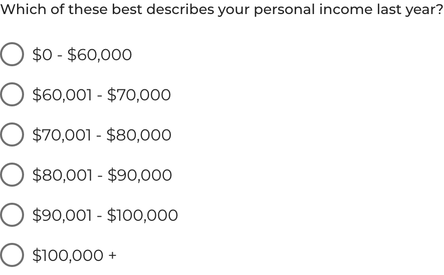 Financial Bracket Radio Buttons