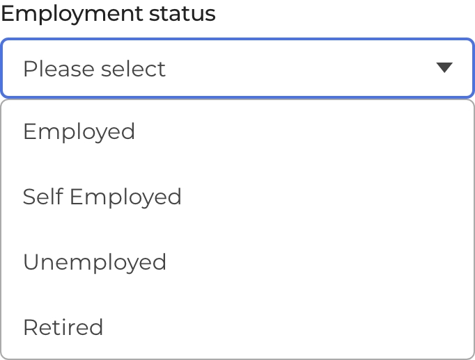 Employment Status Dropdown Field
