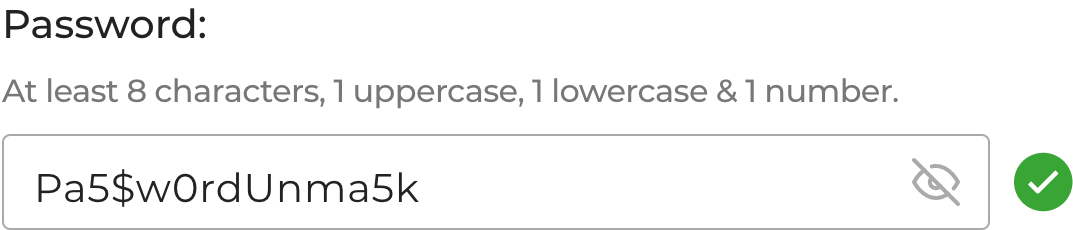 Unmasked password field