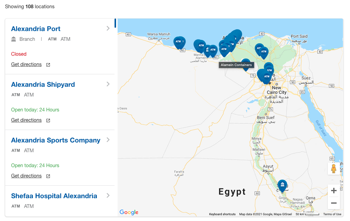 Egyptian bank location finder