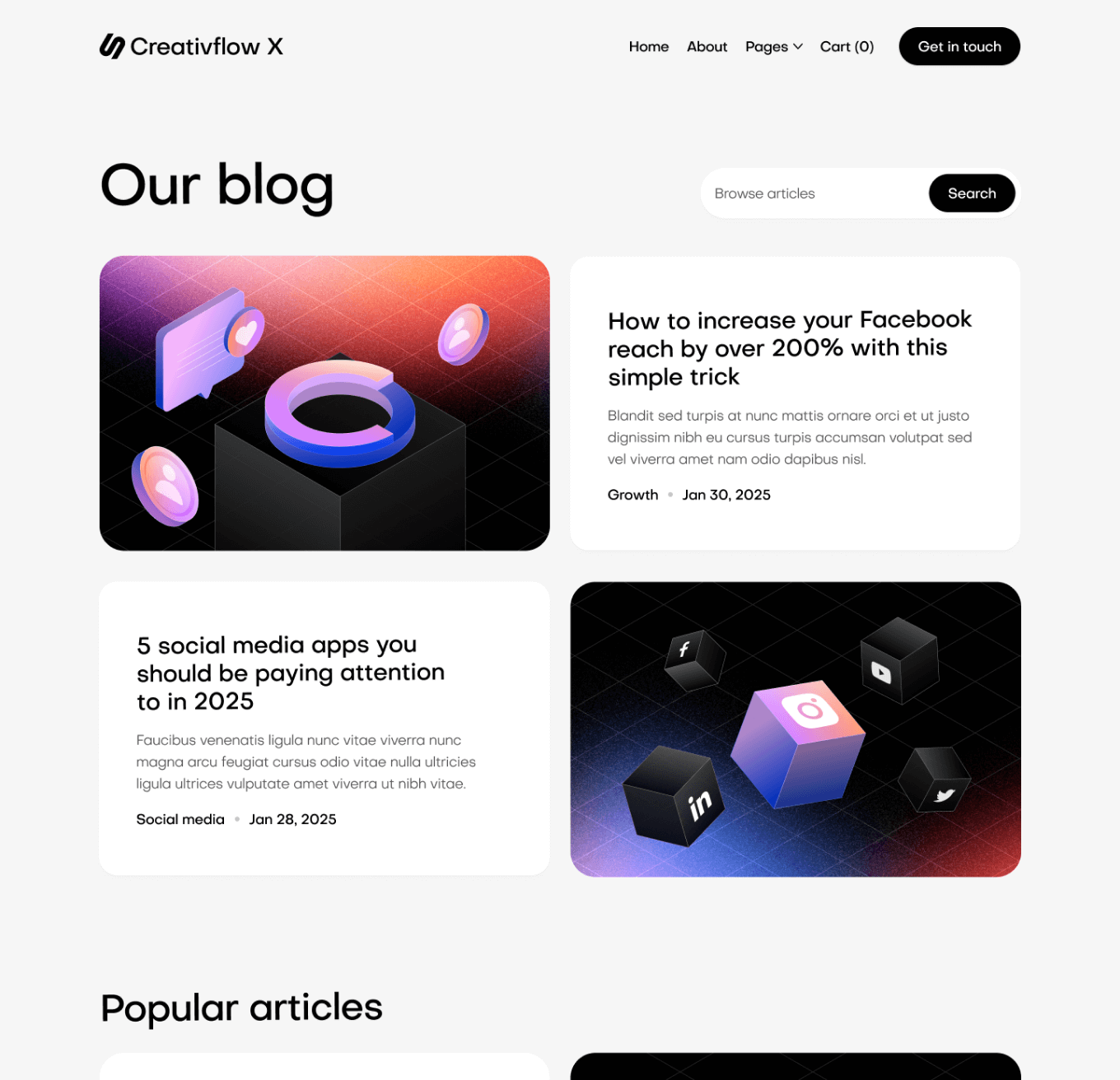 Creativflow X - Blog V1 Top Page - Marketing Agency Webflow Template