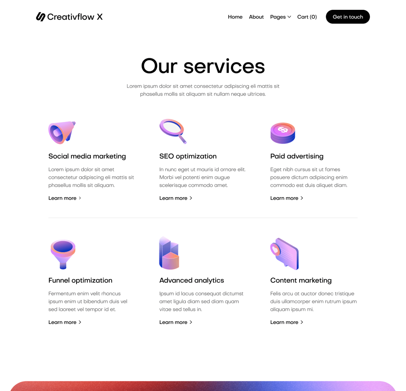 Creativflow X - Service Top Page - Marketing Agency Webflow Template
