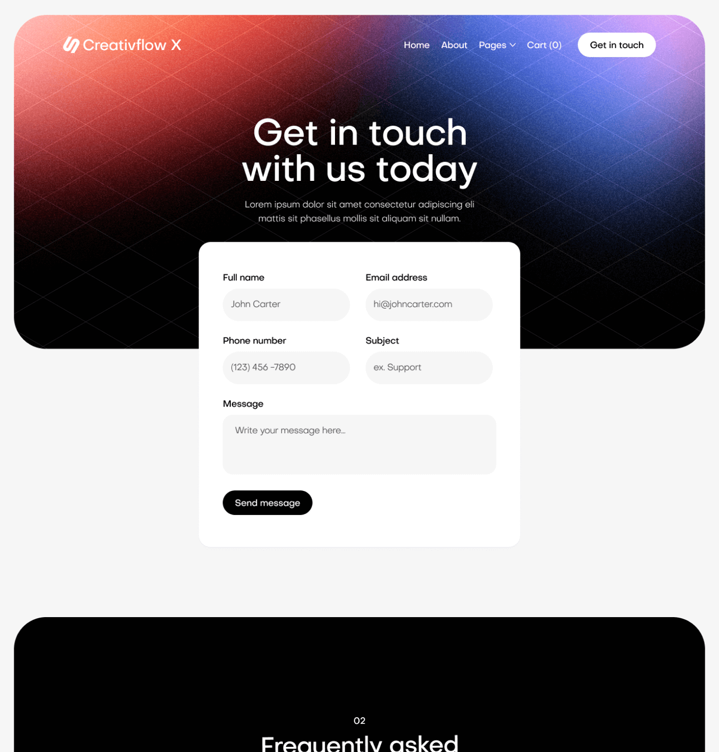 Creativflow X - Contact V1 Main Page - Marketing Agency Webflow Template