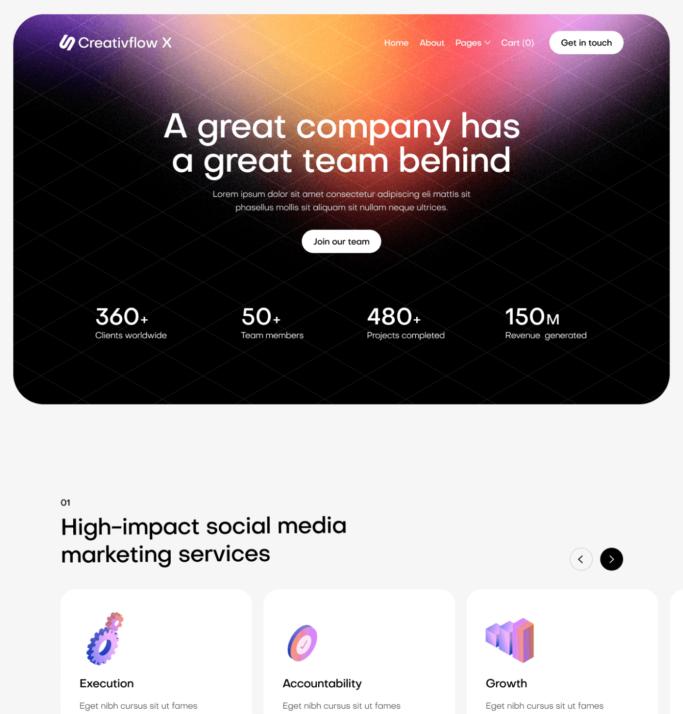 Creativflow X - About Main Page - Marketing Agency Webflow Template