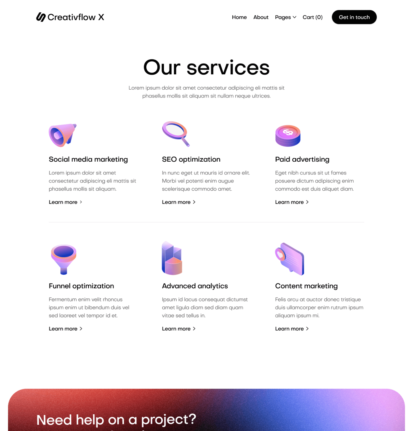 Creativflow X - Services Main Page - Marketing Agency Webflow Template