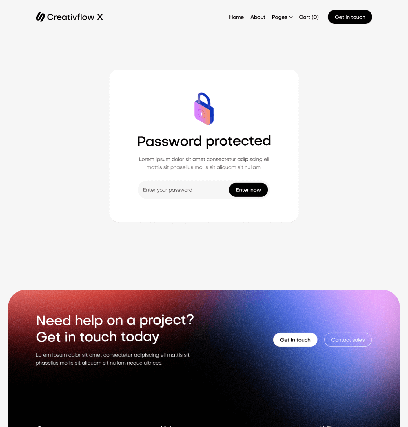 Creativflow X - Password Protected Utility Page - Marketing Agency Webflow Template