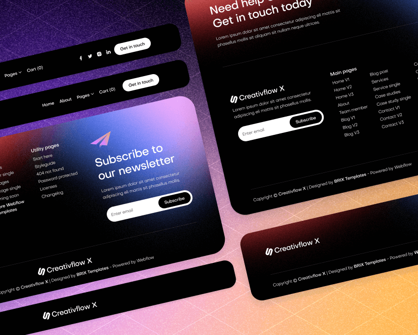 Creativflow X - 3 Headers And Footers - Marketing Agency Webflow Template