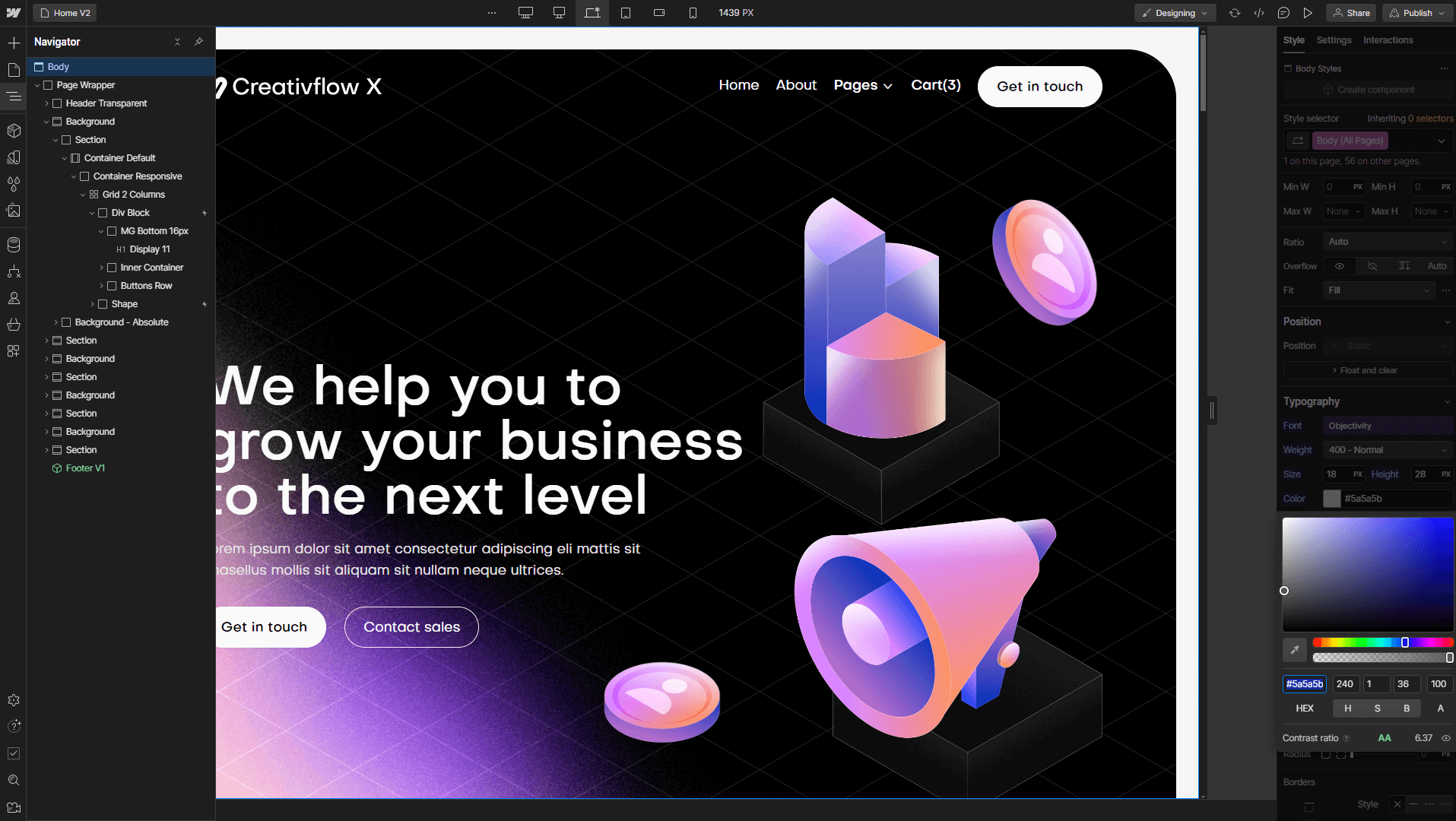 Color - Creativflow X Webflow Template