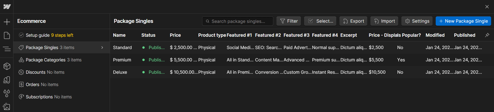 Ecommerce Collection - Creativflow X Webflow Template