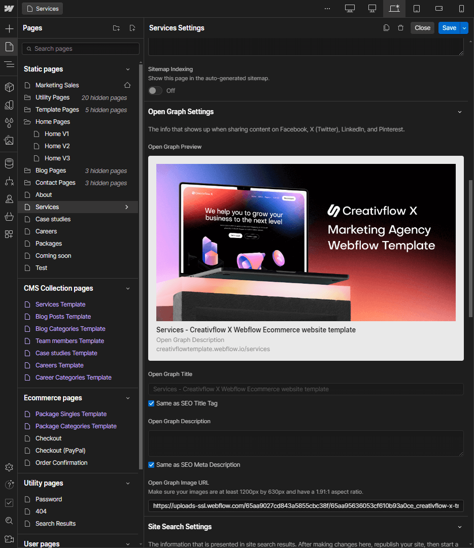 SEO - Creativflow X Webflow Template