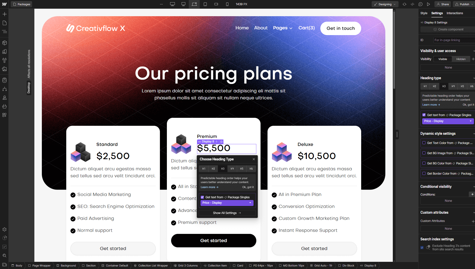 Ecommerce Content - Creativflow X Webflow Template